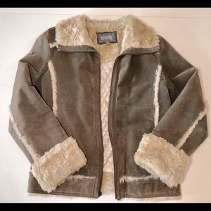 Wilson Leather Brown Leather Fur Lined Coat Size M